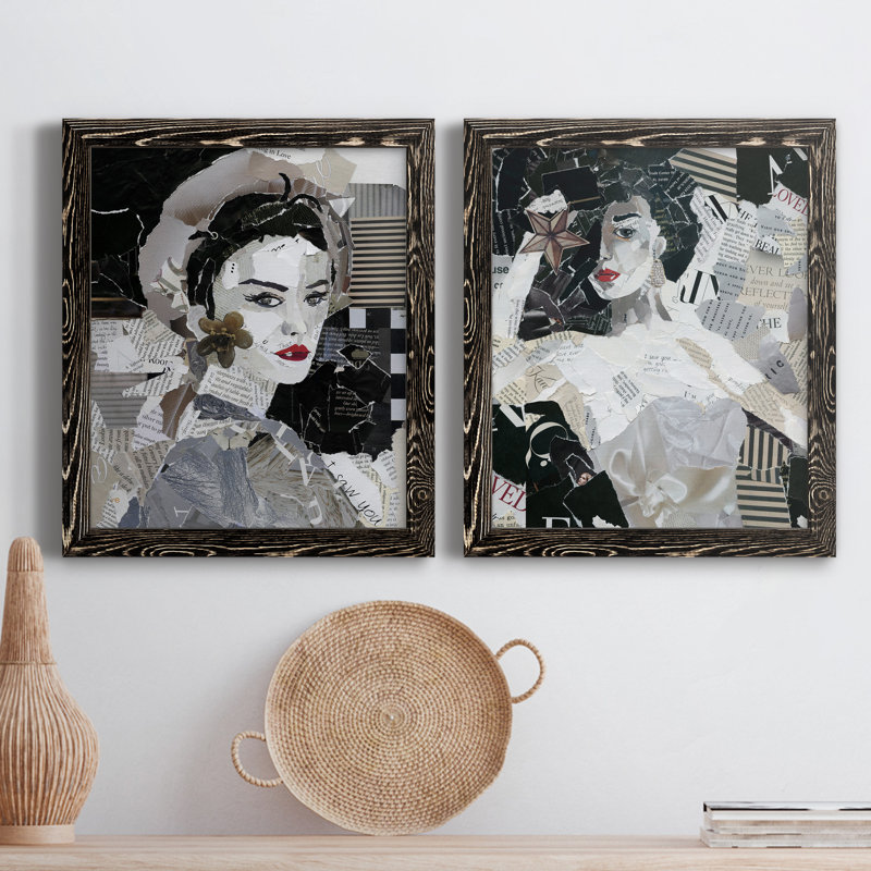 Runway Pause - Ensemble de 2 peintures sur toile encadrées, Toile avec cadre noir, H 24 po x l 36 po x P 1,5 po