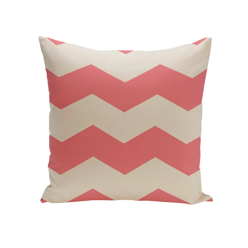 Chevron Reversible Throw Pillow, 26" x 26", Coral / Latte
