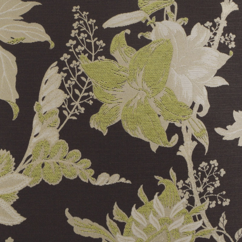 Square Pillow Cover & Insert, 22"H x 22"W, Black/Green Floral 1