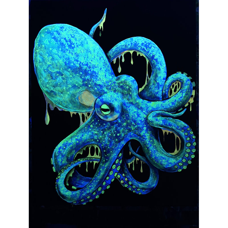  Officially Licensed Vibrant Octopus 1, œuvre d'art originale par Ed Capeau, impression sur demande - 12 x 16 po - reproduction décorative - prête à encadrer