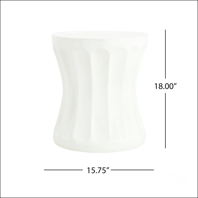 Table d'appoint d'extérieur ronde en béton blanc antique, légère et résistante aux intempéries pour une utilisation polyvalente dans les salons et les jardins