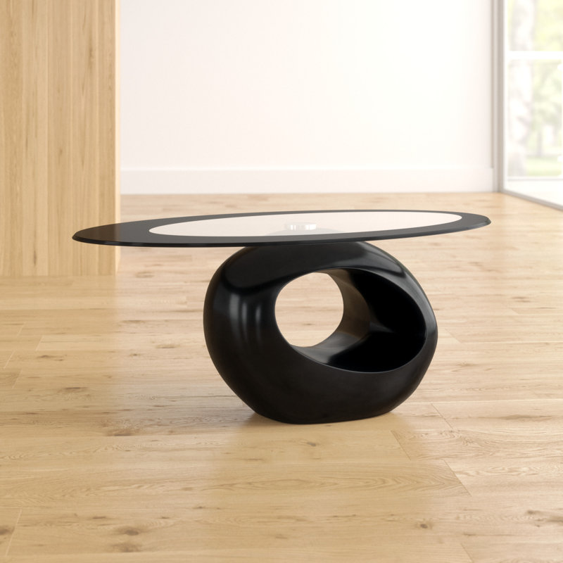 Aleshire Solid Coffee Table with Storage, Black, Black/Clear