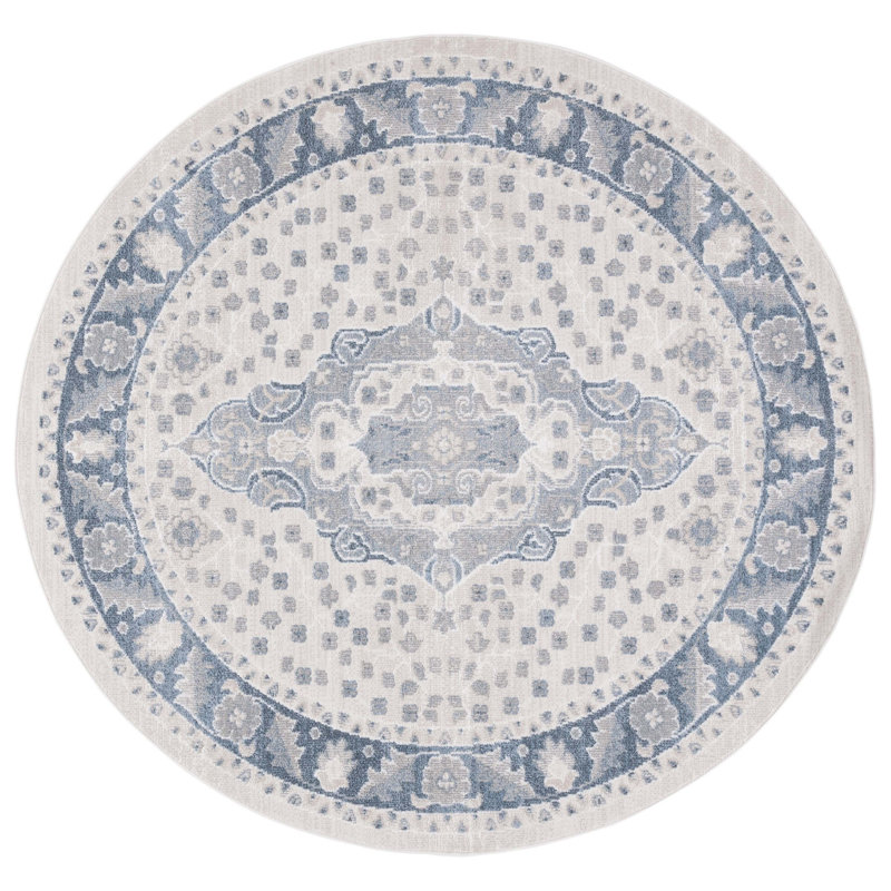 Tapis beige / gris-gris Humiston 208, Rond 6 pi 7 po