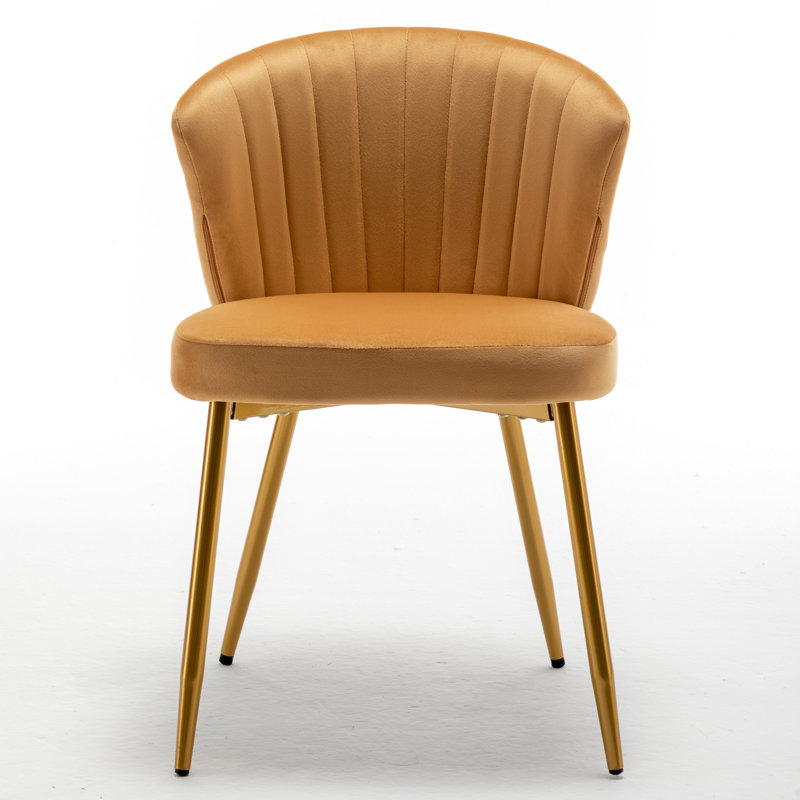 Raffinee Velvet Slipper Chair, Gold Yellow