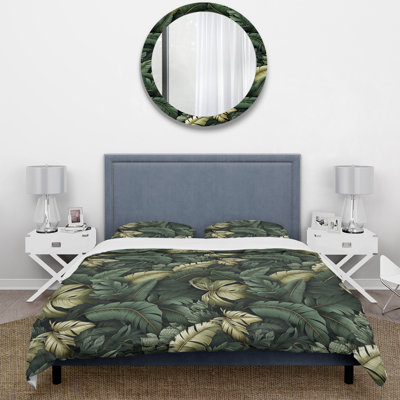 Green Banana Leaf Bliss Tropical Pattern IV Duvet Cover