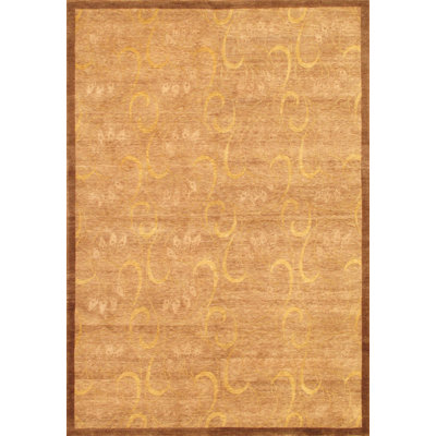 Hand Knotted Wool Floral Area Rug in L. Brown / L. Brown