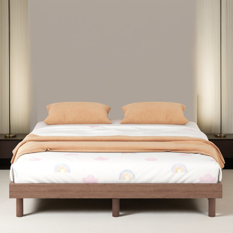 Floating Platform Bed Frame, Walnut, Full