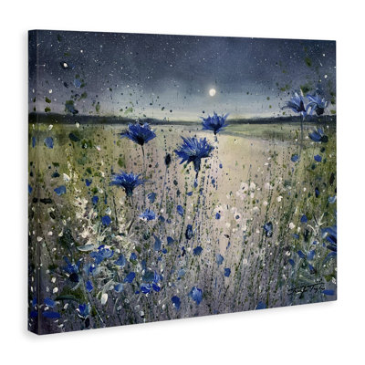 «Moon over Blooming Flowers», art mural sur toile par Jennifer Taylor Art