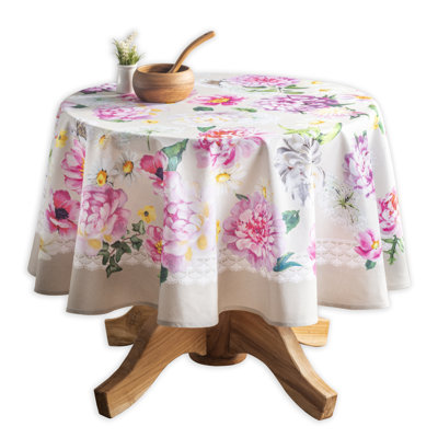 Floral 100% Cotton Round Tablecloth