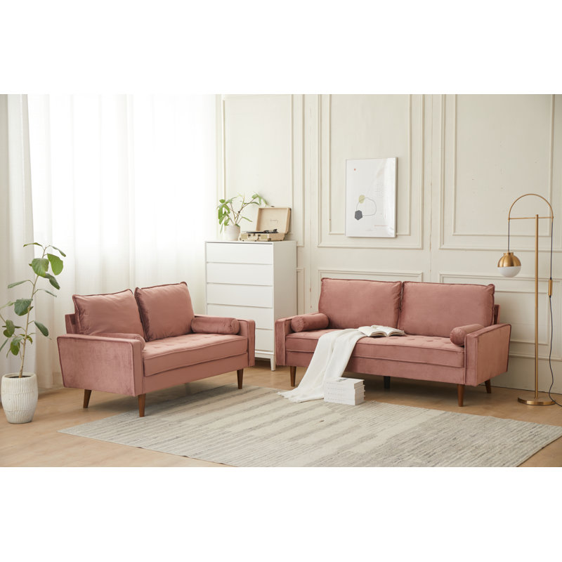 Causeuse rembourrée Mearline, Velours rose