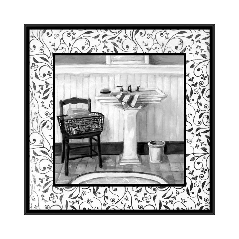 « salle de bain ii », impression sur toile, H 18 po x l 18 po x P 1,5 po, Toile avec cadre noir, Pas de tapis