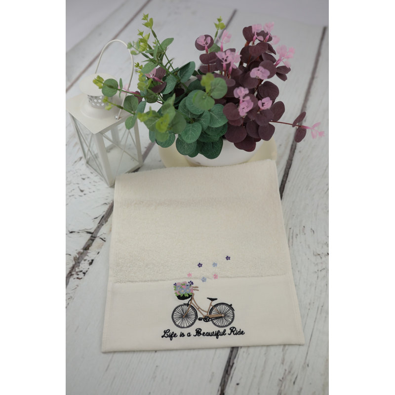 Cotton Midweight Fingertip Towel, Cream/Black/Pink