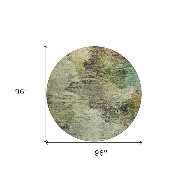 Tapis extérieur rond 8 po vert et vert artichaut
