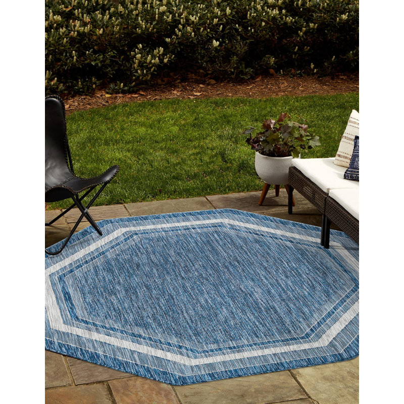 Tapis intérieur / extérieur Sevinc, Blue, Octogone 7 pi 10 po x 7 pi 10 po