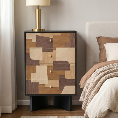 Armoire d'appoint moderne en bois massif noir