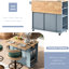 Îlot de cuisine gris-bleu avec prise de courant et rallonge pliable, 5 tablettes ouvertes, support à vin pour chariot domestique, bleu, 5 roues, rangement,-1888096758