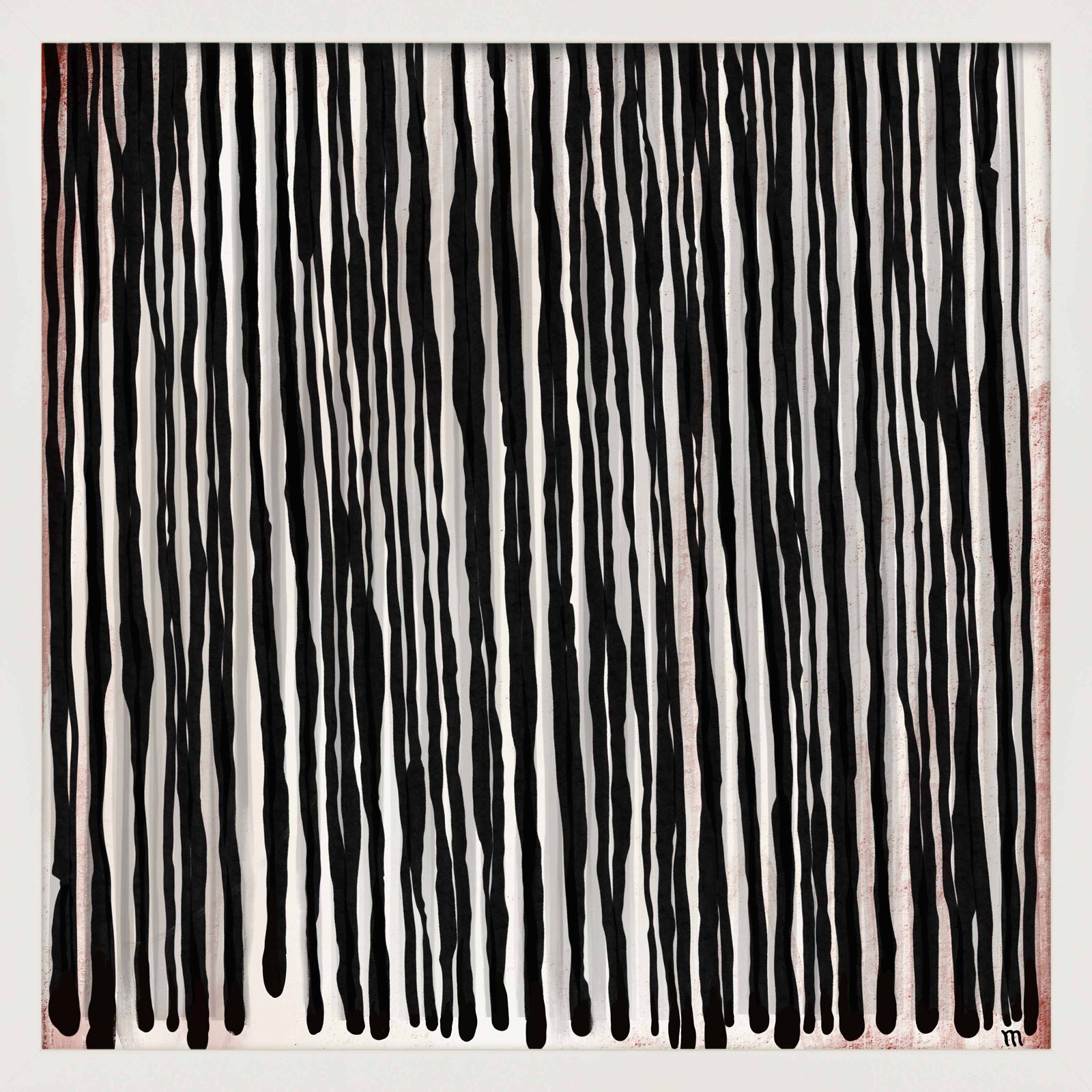 Black Waterfall by Marco Marella For Studio M, 44" H x 44" W, White Paper Framed