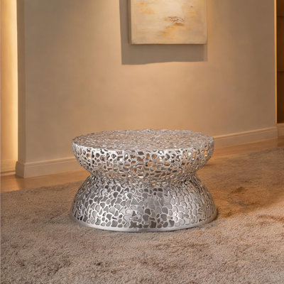 Table basse carrée 32 pouces avec structure en aluminium de style argent classique et contemporain