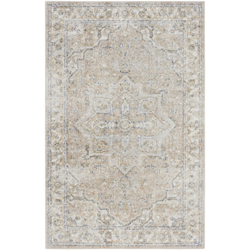 Tapis beige lavable à la machine Laleia, Rectangle 4 pi x 6 pi