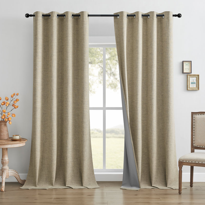 Ensemble de 2 panneaux de rideaux occultant 100% polyester Leming, L 52 po x L 108 po, Café