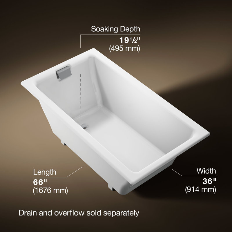 Tea-for-Two® 66" x 36" Dop-In or undermount, White