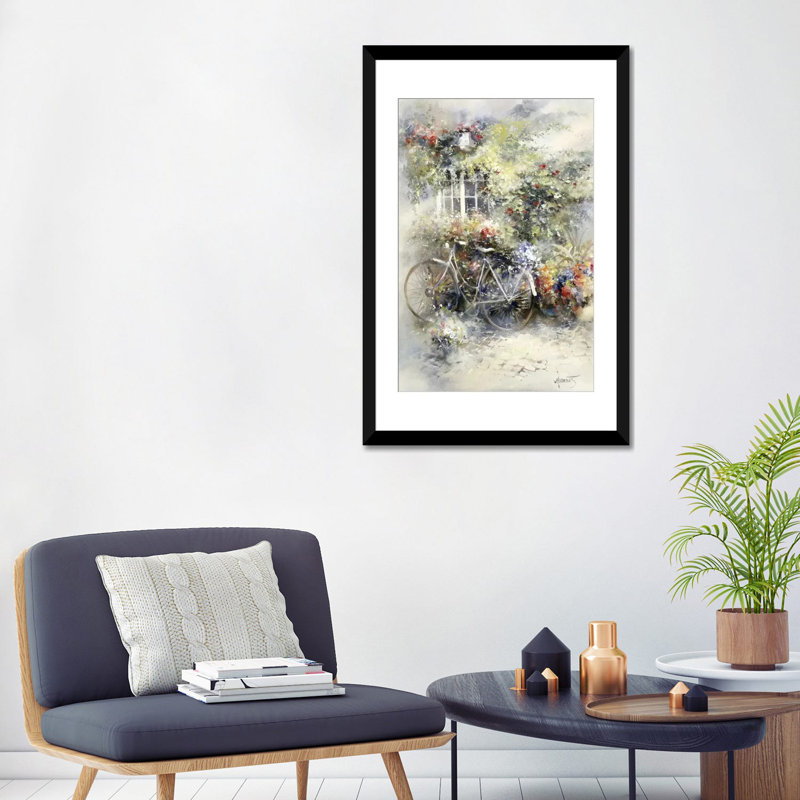 «Blossom», impression sur toile, H 24 po x l 16 po x P 1 po, Papier d'art encadré noir, Blanc