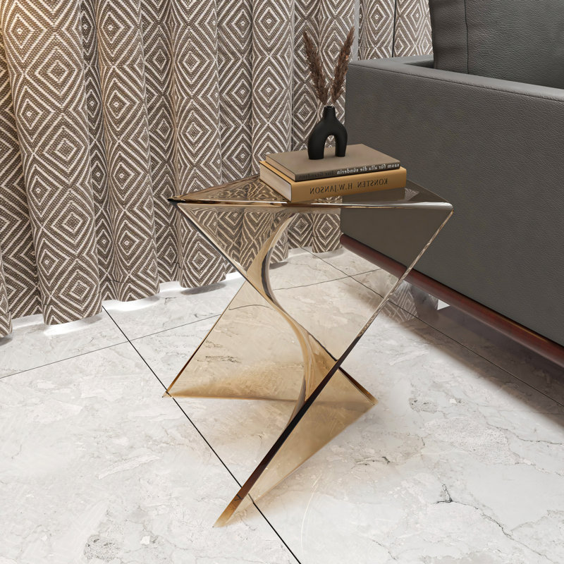 Barthold Pedestal End Table, Transparent Amber