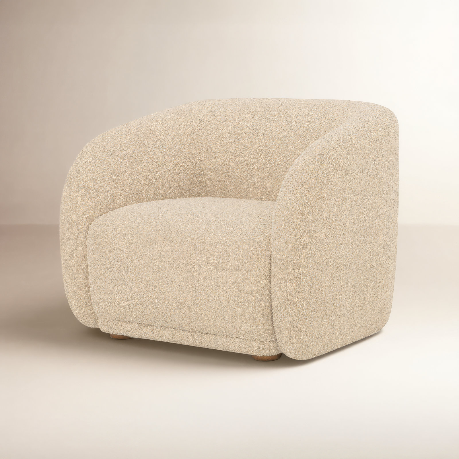 Penelope Barrel Armchair, Beige Boucle