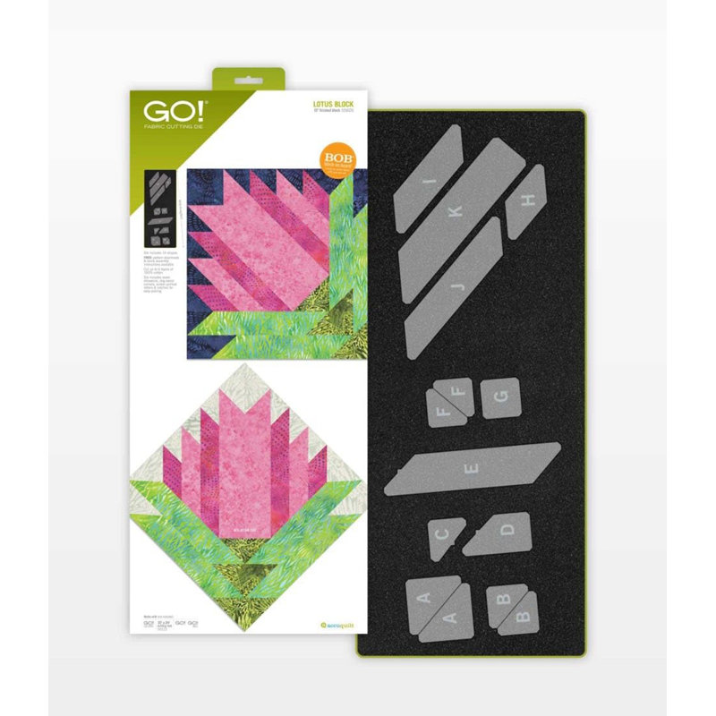 AccuQuilt GO! Matelas Lotus Block 10 po avec passe-partout pour matelassage bloc à bord