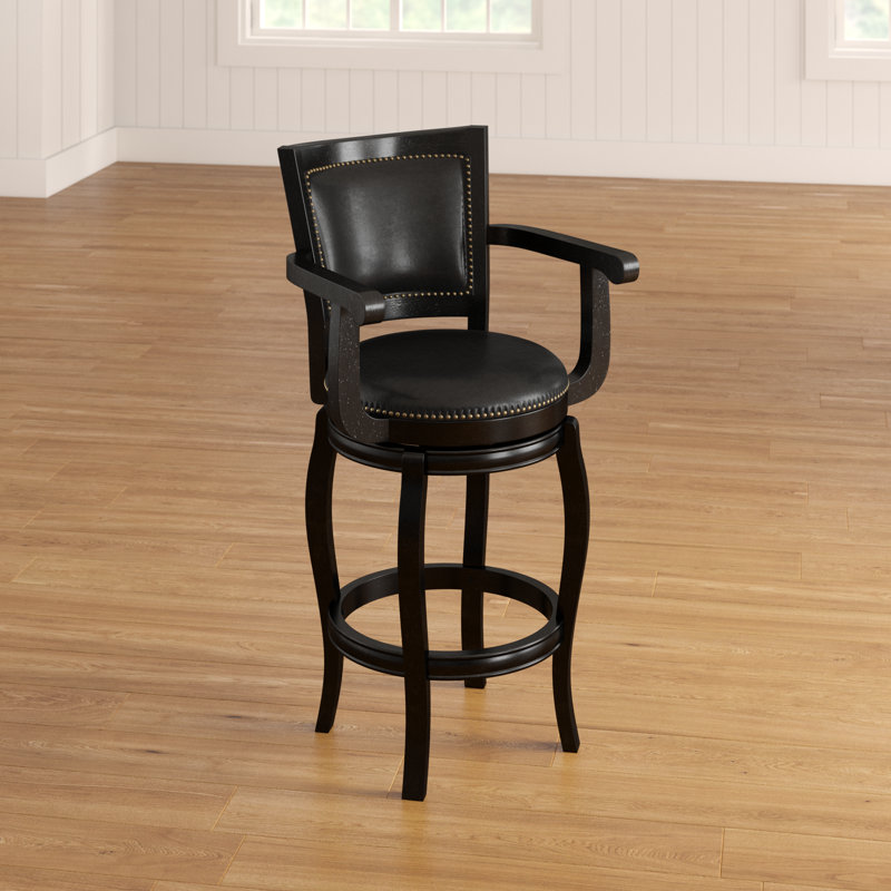 Tabouret de bar pivotant 29 po Aare, Noir, Noir