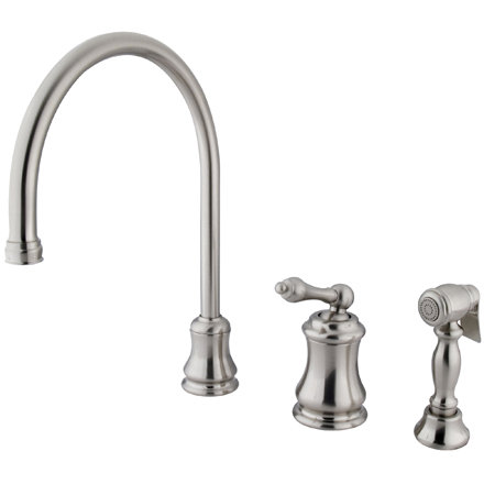 Single Handle Kitchen Faucet with Side Spray, Brushed Nickel