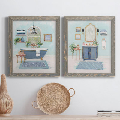 " Blue Bath I " 2 - Pieces Painting Print