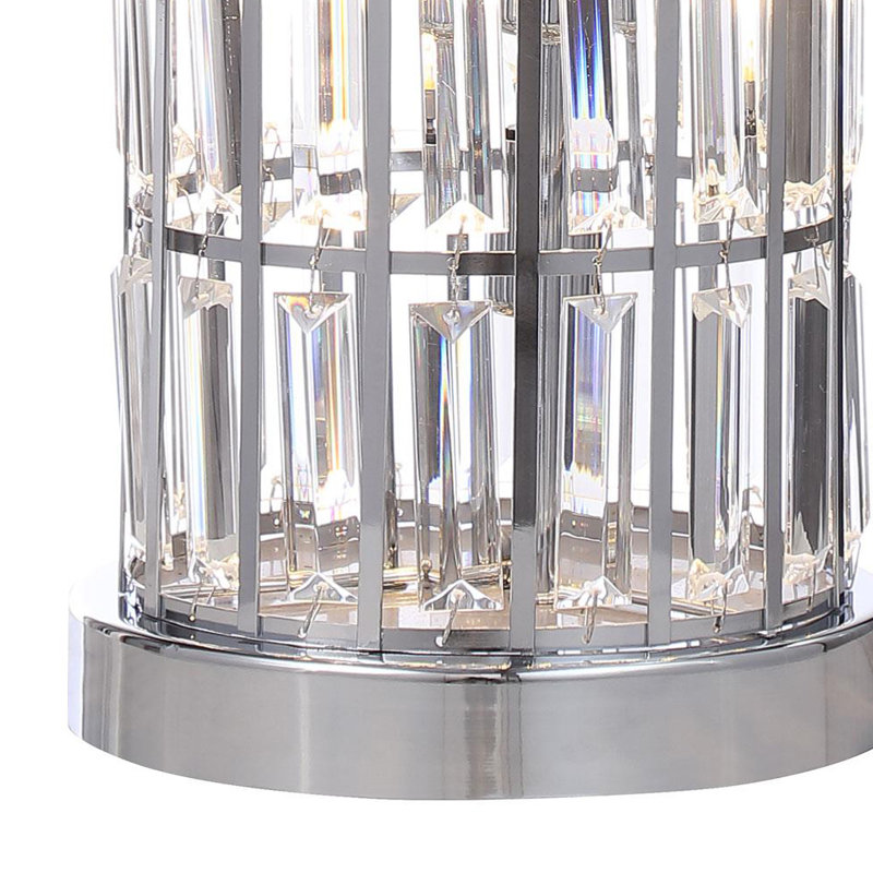Wanda 20-Inch Crystal Shade Bedside Table Lamp, Silver