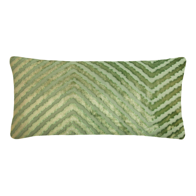 Grass Green Chevron Mini Rectangular Velvet Pillow Cover & Insert