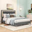 Velvet Upholstered Platform Bed with LED Lighting and Tufted Headboard-1321034601-1320898219