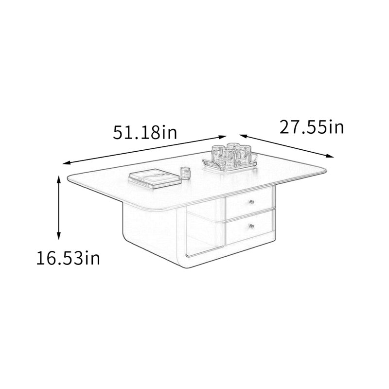 Table basse avec rangement Simplicity, Blanc, H 16,53 po x L 51,18 po x l 27,55 po