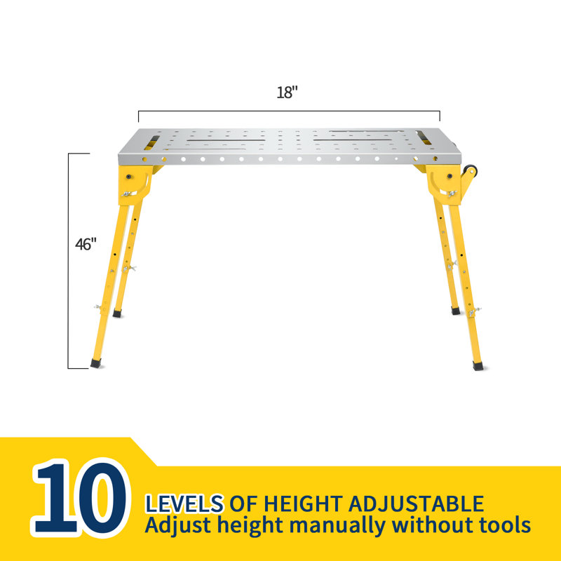 Foldable Welding Table Capacity Welding Workbench, Carbon Steel Work Bench with 3 Tilt Angles,Retractable Guide Rails for Welding Assembly Repair