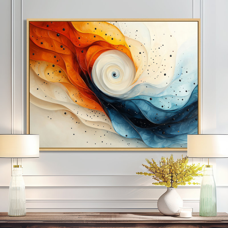 Maziarz - Abstract Large Wall Art, H 30 po x l 40 po, Cadre flottant, Noir