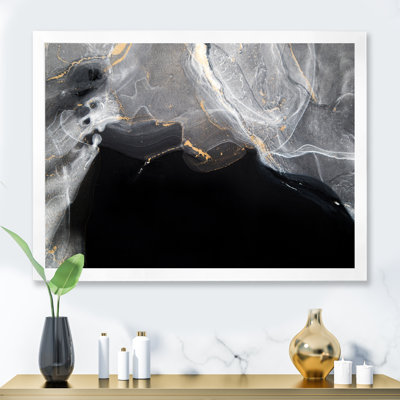Marbre noir et gris Gloden, ondulations d'art II - œuvre d'art moderne sur toile