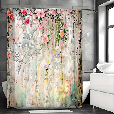 Floral Shower Curtains with Hooks Included