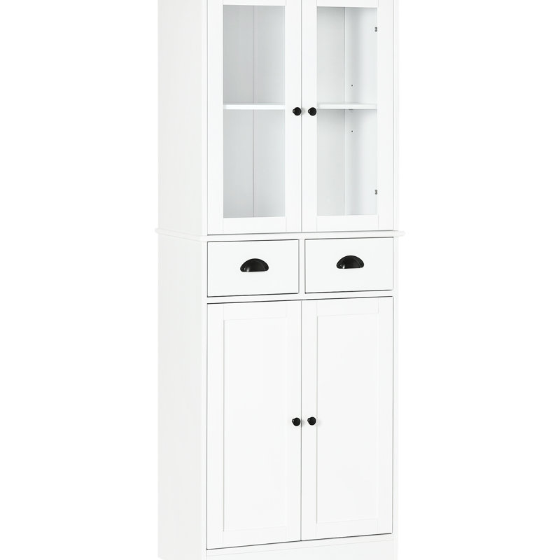 Armoire de rangement de cuisine autoportante 61 po 61 po, blanc, tablettes réglables pour casseroles, armoire 2 tiroirs Essentials - blanc. Portes à fermeture en douceur, tiroirs. Vaisselle, livres de cuisine, casseroles. Idéal pour le salon, la salle à manger