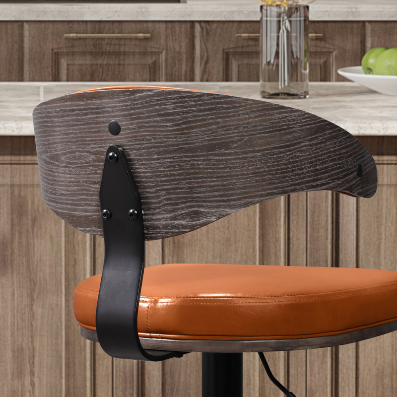 Tabouret de bar pivotant réglable en hauteur, Brun / Chêne