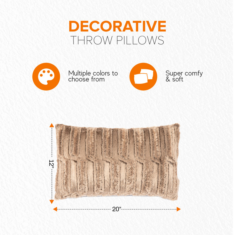 Luxurious Marble Chocolate Faux Fur Rectangular Throw Pillow Set
