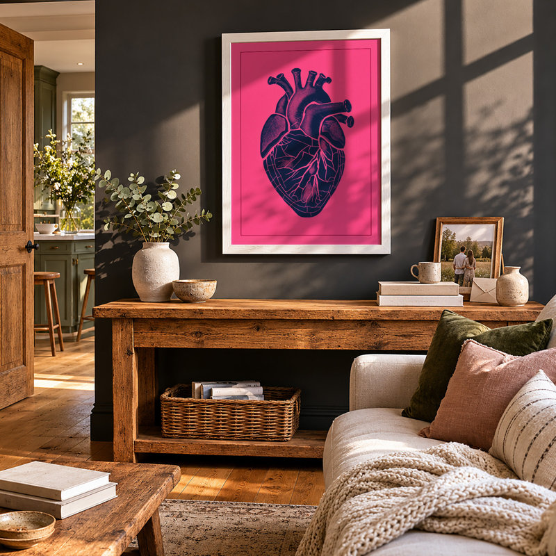 Anatomical Heart Anatomy Modern - Framed Print, A3 - 42.0 x 29.7 cm, White
