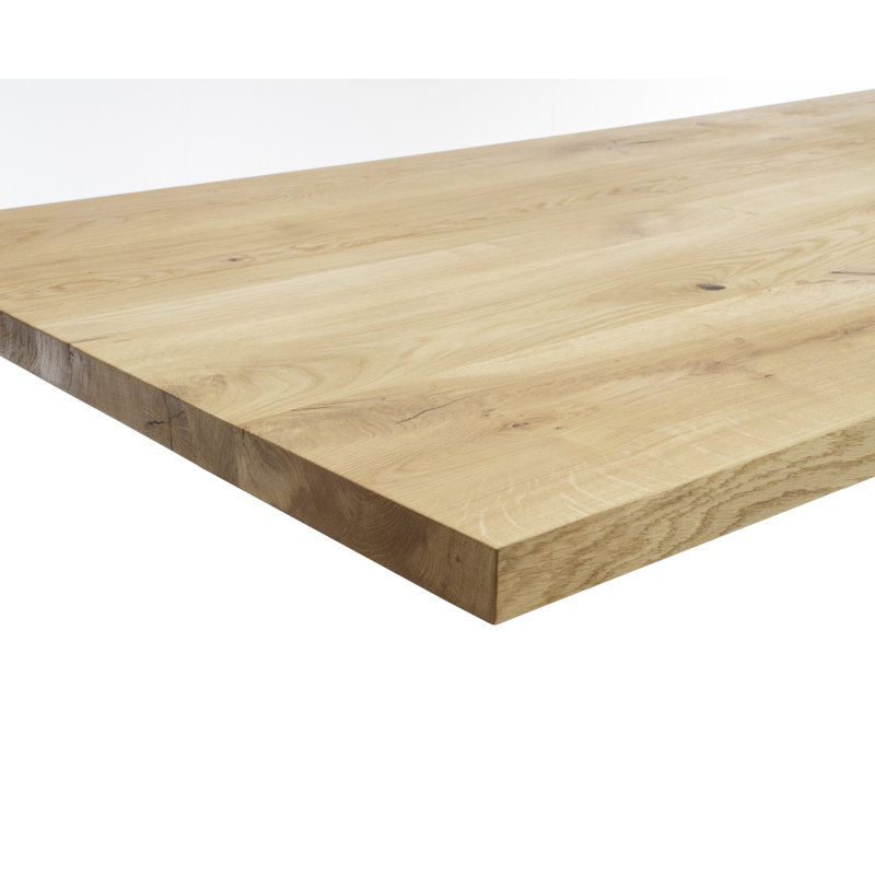 Agile Oak Solid Wood Top Metal Base Dining Table, H74 x L180 x W100cm