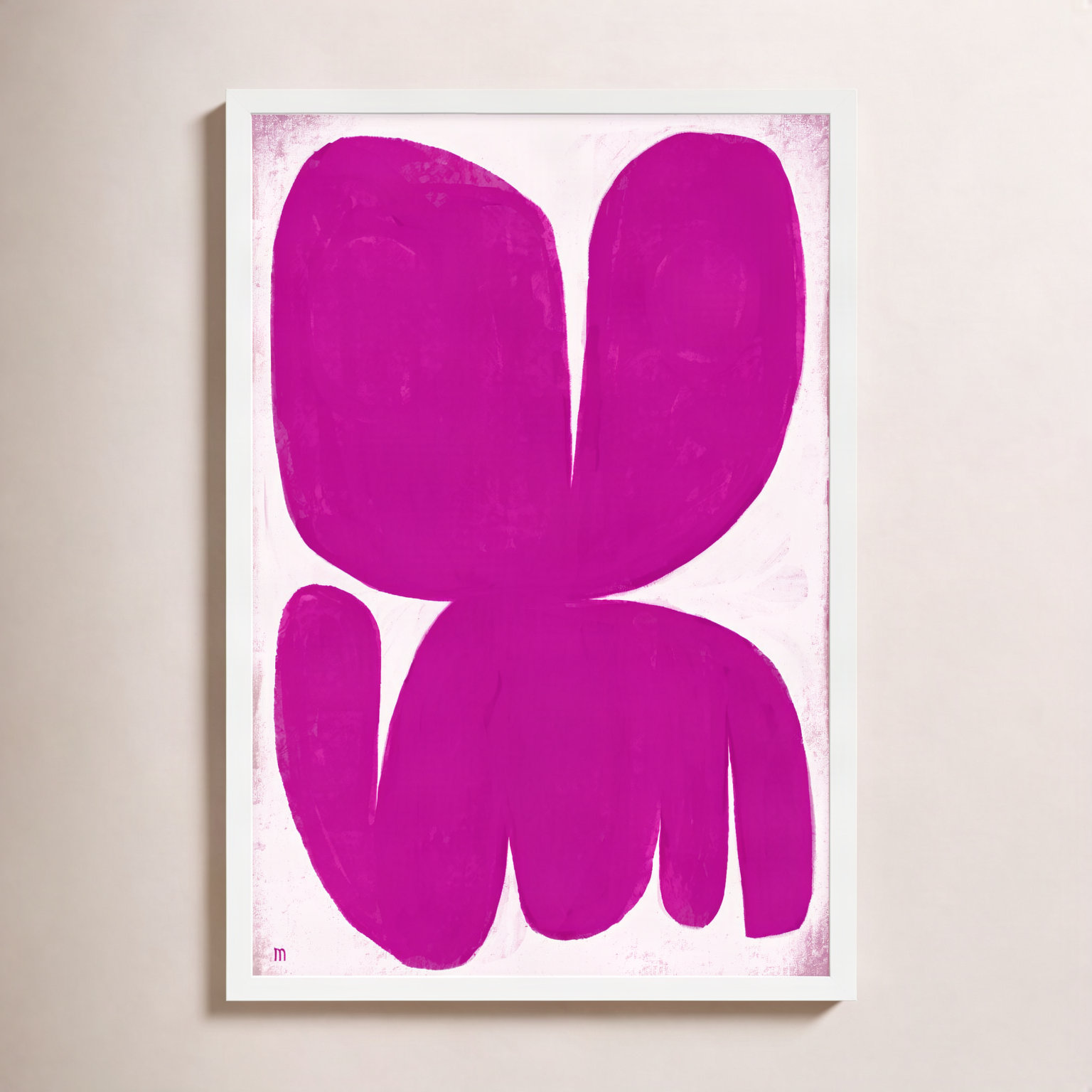 Magenta Moth by StudioM, 38" H x 26.5" W x 1.25" D, White