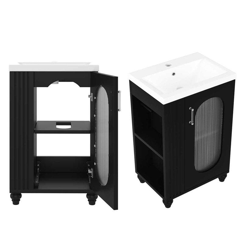 Meuble-lavabo avec lavabo en céramique 20 po, meuble-lavabo avec tablette réglable