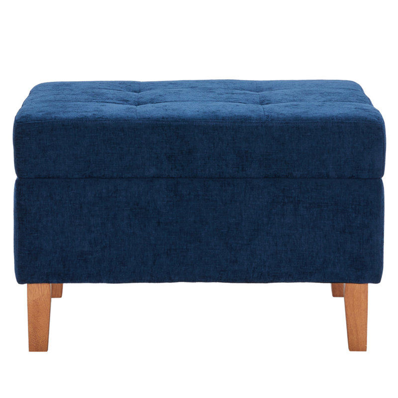 41cm Wide Tufted Square Standard Ottoman with Storage, Blue