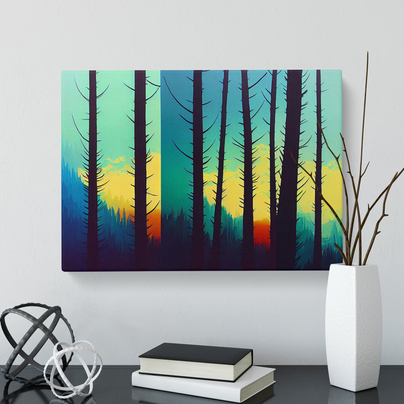 Pine Tree Forest In Abstract Vol.2 - Wrapped Canvas, 40cm H x 60cm W x 3cm D