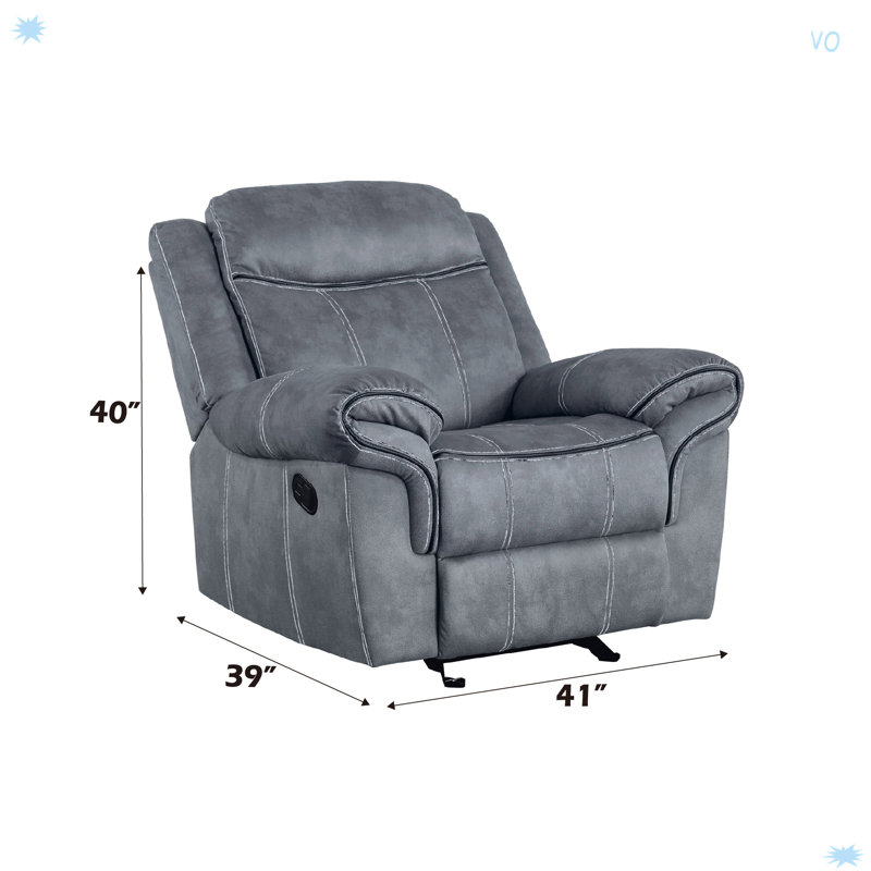 Two Tone Velvet Glider Recliner, Gray